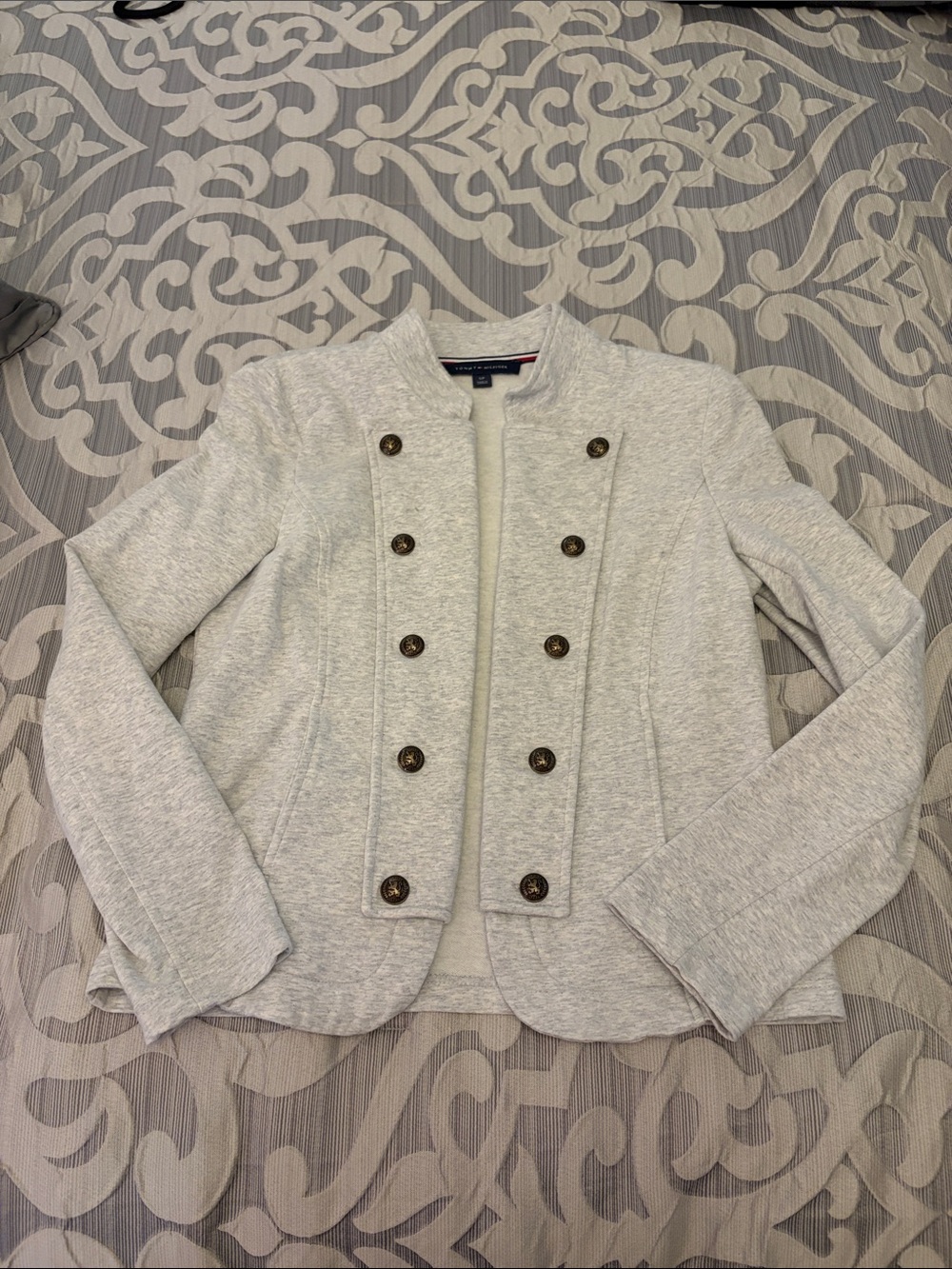 Tommy Hilfiger Light Gray Double-Breasted Military-Inspired Jacket